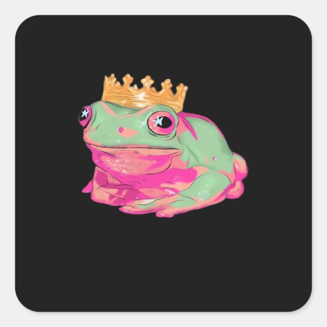 Frog King Funky Meme Classic Style Quadratischer Aufkleber (Vorderseite)