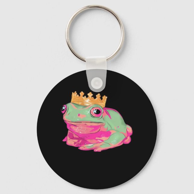 Frog King Funky Meme Classic Style Schlüsselanhänger (Vorderseite)
