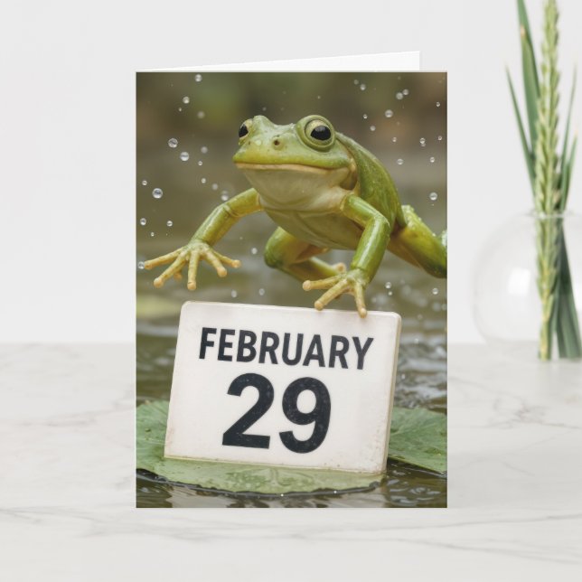 Frog Leap Year Birthday Karte (Vorderseite)