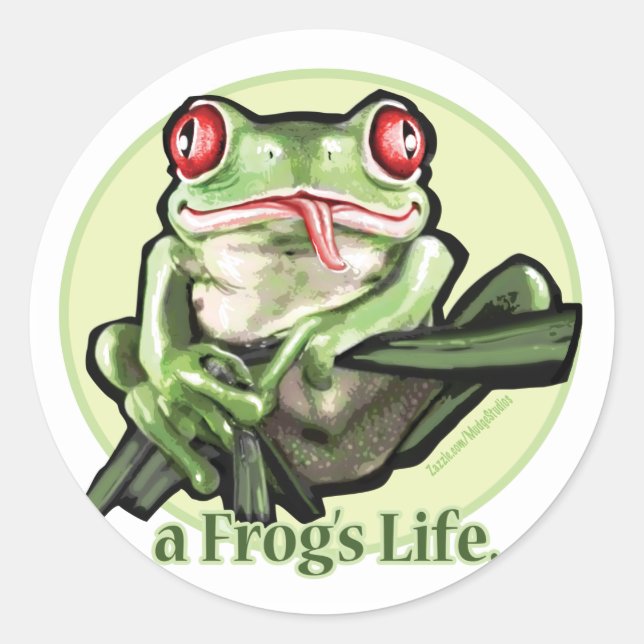 frog_life_zazzle1 runder aufkleber (Vorderseite)