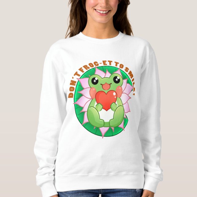 Frog Love – Cute Motivational Art Sweatshirt (Vorderseite)