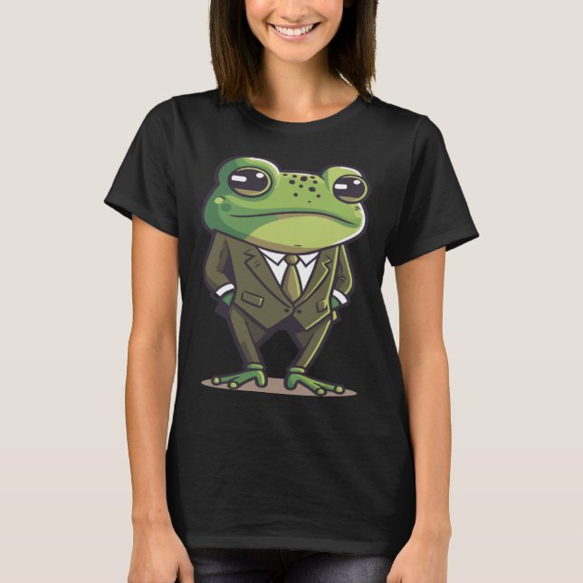 Frog man, mr frog, frog in suit, serious frog, fun T-Shirt (Vorderseite)
