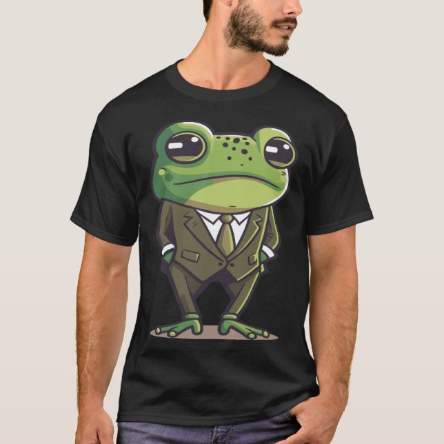 Frog man, mr frog, frog in suit, serious frog, fun T-Shirt (Vorderseite)
