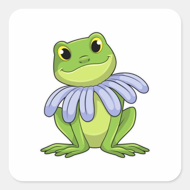 Frog mit Daisy Quadratischer Aufkleber (Vorderseite)