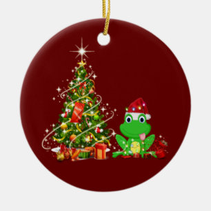 Frog mit Hut LIGHTS Weihnachten Keramik Ornament
