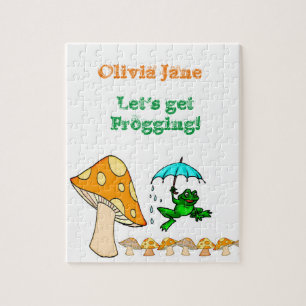 Frog Mushroom Ribbit Decorative Jigsaw Puzzle