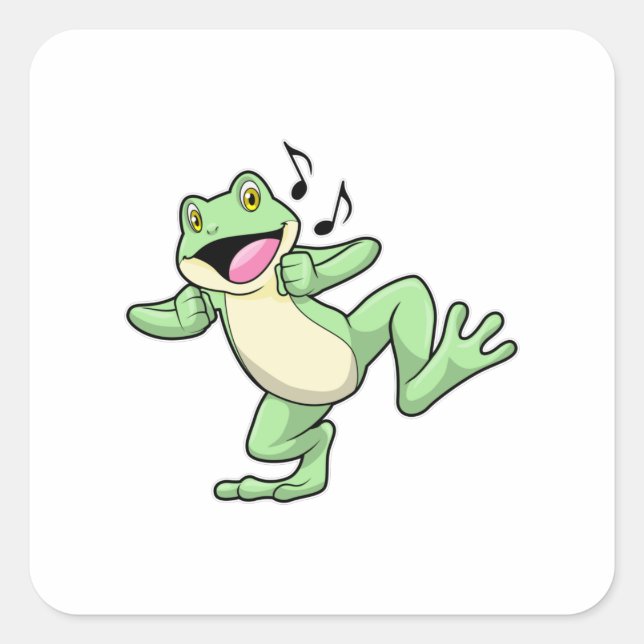 Frog Music Dance Quadratischer Aufkleber (Vorderseite)