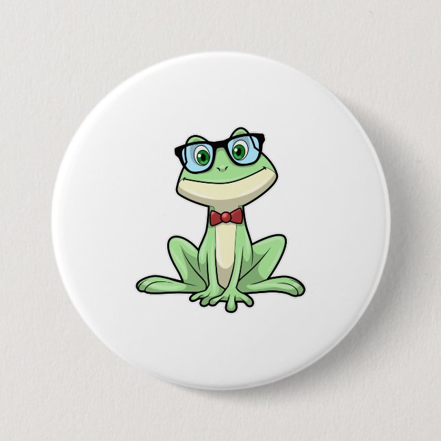 Frog Nerd Student Glasses Krawatte Button (Vorderseite)