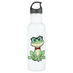 Frog Nerd Student Glasses Krawatte Edelstahlflasche