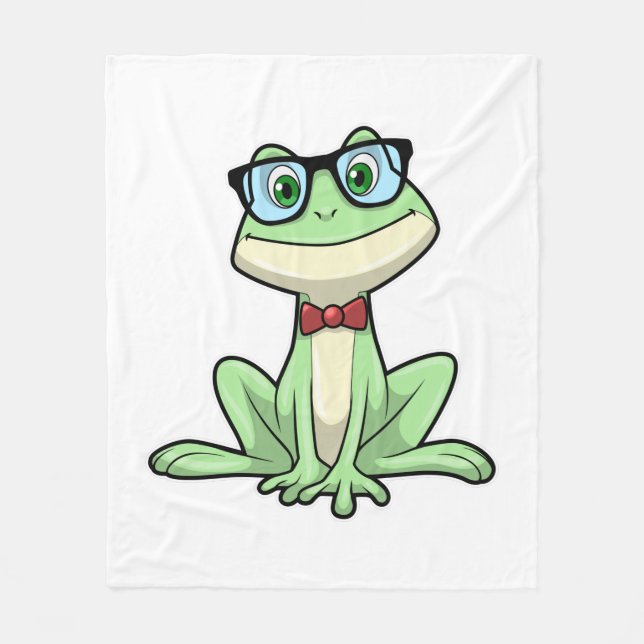 Frog Nerd Student Glasses Krawatte Fleecedecke (Vorderseite)
