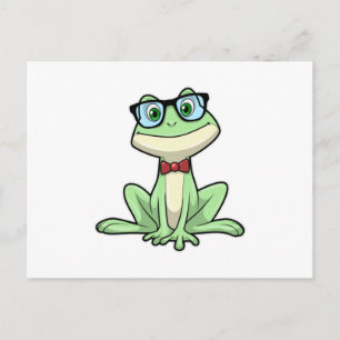Frog Nerd Student Glasses Krawatte Postkarte