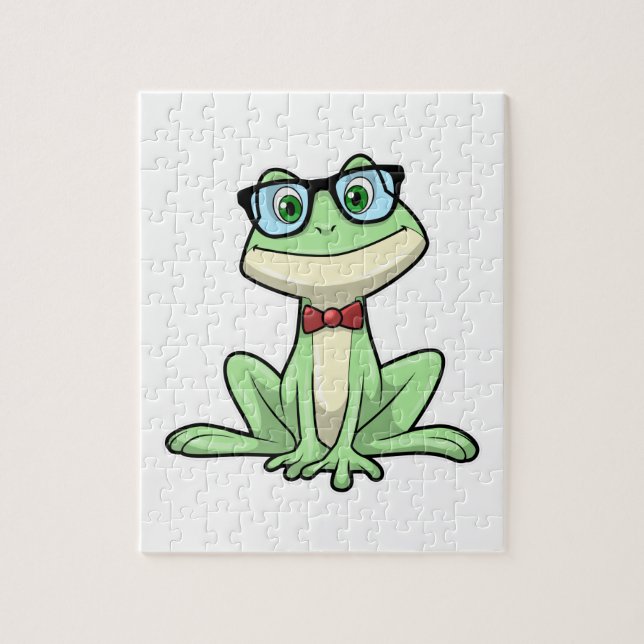 Frog Nerd Student Glasses Krawatte Puzzle (Vertikal)