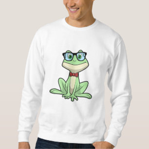 Frog Nerd Student Glasses Krawatte Sweatshirt