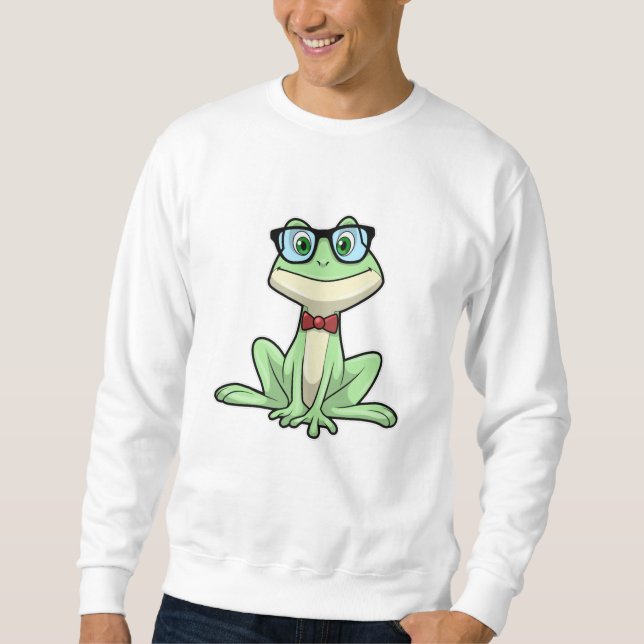 Frog Nerd Student Glasses Krawatte Sweatshirt (Vorderseite)