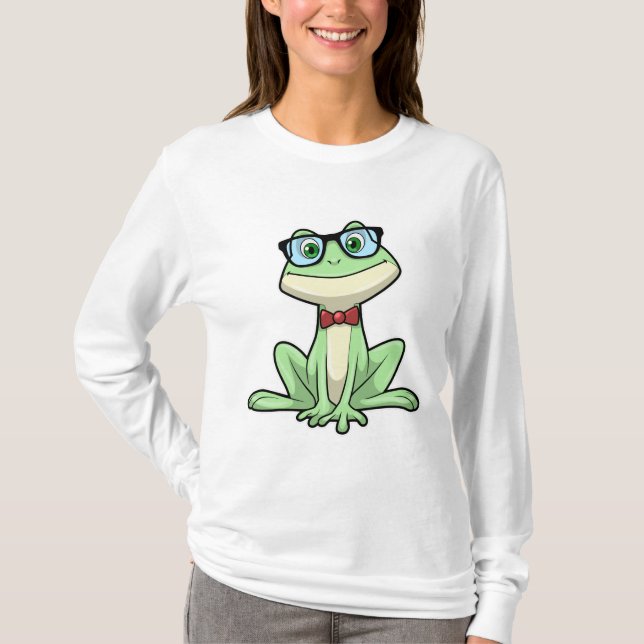 Frog Nerd Student Glasses Krawatte T-Shirt (Vorderseite)