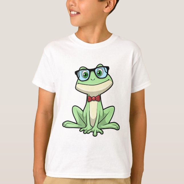 Frog Nerd Student Glasses Krawatte T-Shirt (Vorderseite)
