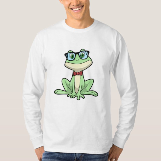 Frog Nerd Student Glasses Krawatte T-Shirt (Vorderseite)