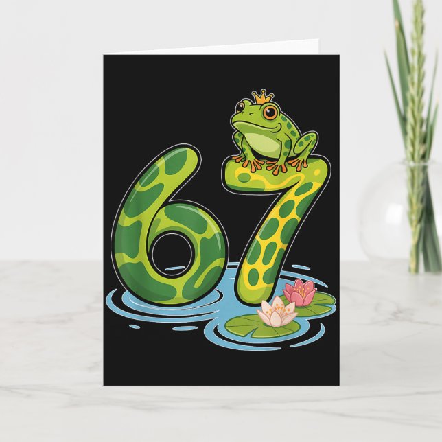 Frog Number 67 Or 67th Birthday Cool Meme Six Seve Karte (Vorderseite)