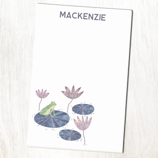 Frog on a Lily Leaf Personalized Post-it Klebezettel (Fun Frog personalized custom name Post-it sticky notes)