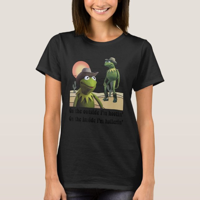Frog Outside I'm Hootin Inside I'm Hollerin Men Wo T-Shirt (Vorderseite)