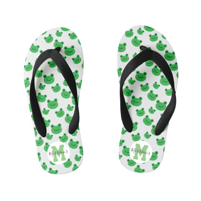 Frog Pattern Kid's Flip Flops (Fußbett)