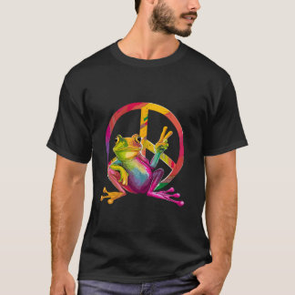Frog Peace Frog Sign Gefärbte Krawatte Hippie Long T-Shirt