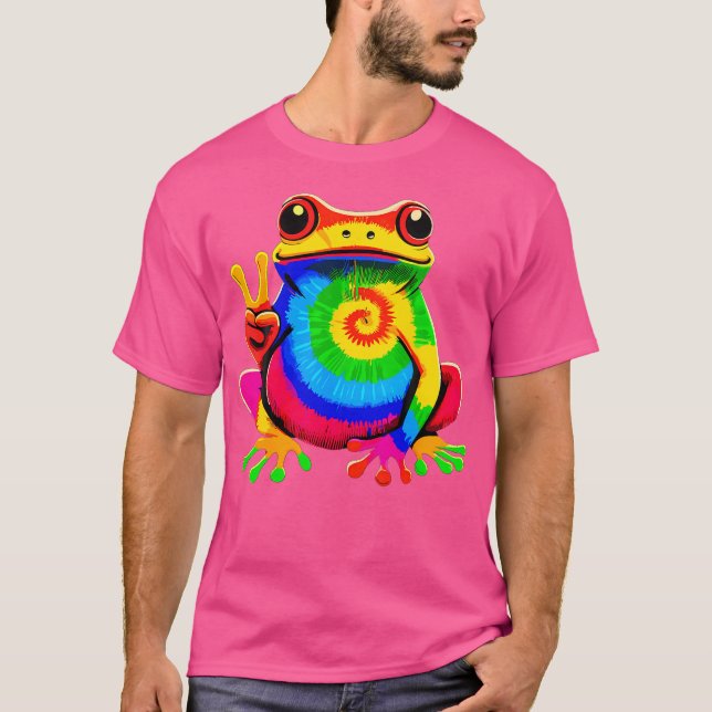 Frog Peace Hippie Krawatte-Dye Frog T-Shirt (Vorderseite)