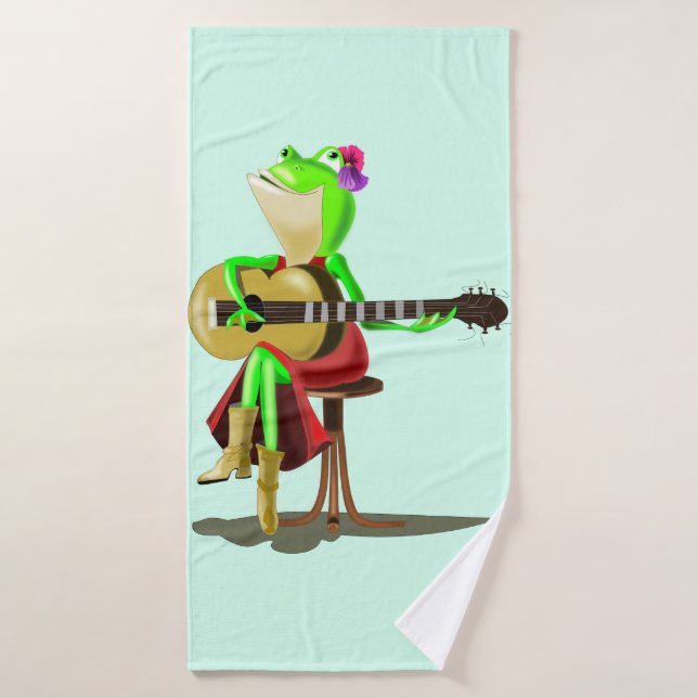 Frog Playing Gitarre Funny Bath Handtücher (Badehandtuch)