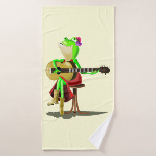 Frog Playing Gitarre Funny Bath Handtücher individ