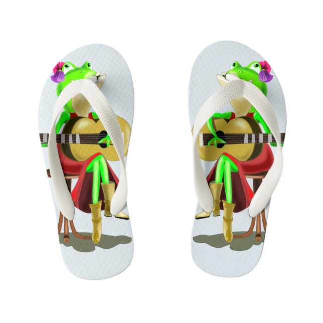 Frog Playing Gitarre Funny Kid's Flip Flops (Fußbett)