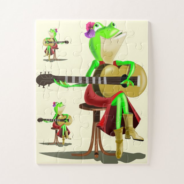 Frog Playing Gitarre Puzzle Geschenk - Spaß (Vertikal)