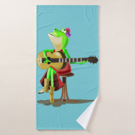 Frog Playing Gitarre Spaß - Benutzerdefinierte Far Badehandtuch