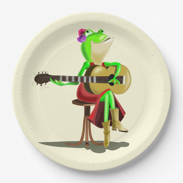 Frog Playing Guitar Pappteller (Vorderseite)