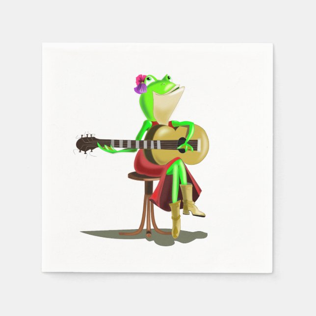 Frog Playing Guitar Serviette (Vorderseite)