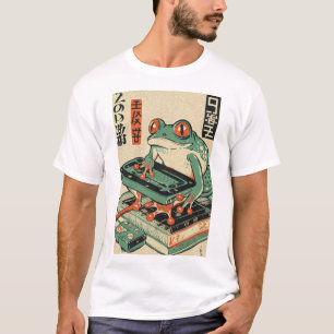 Frog Playing PC Games, Ukiyo-e Frog Art, Frog T-Shirt