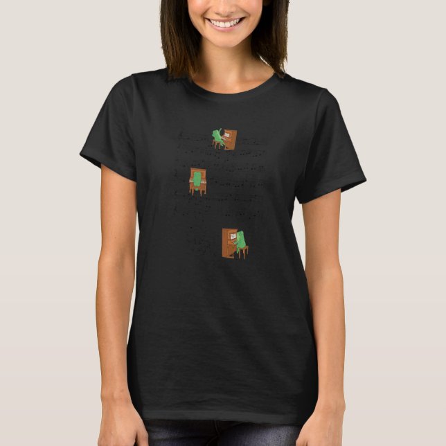 Frog Playing Piano Music Frog  Toad  Phrog Clef T-Shirt (Vorderseite)