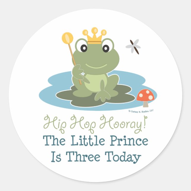 Frog Prince 3. Geburtstag Sticker (Vorderseite)