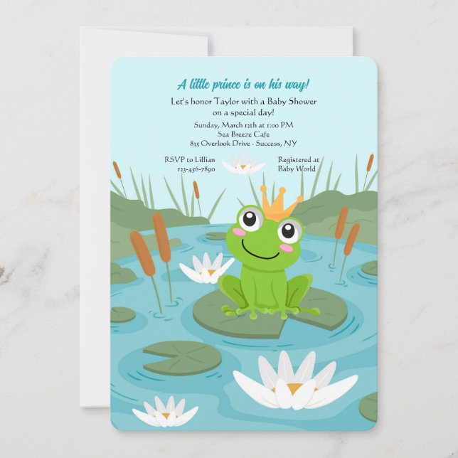Frog Prince Baby Shower Einladung (Vorderseite)