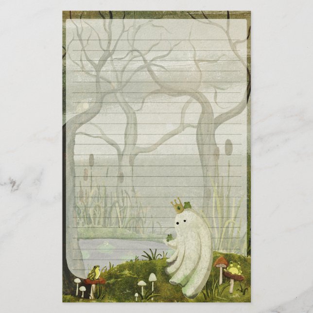 Frog Prince - Cute Ghost Lined Letter Writing Briefpapier (Vorderseite)