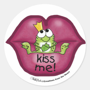 Frog Prince Kiss Me Runder Aufkleber
