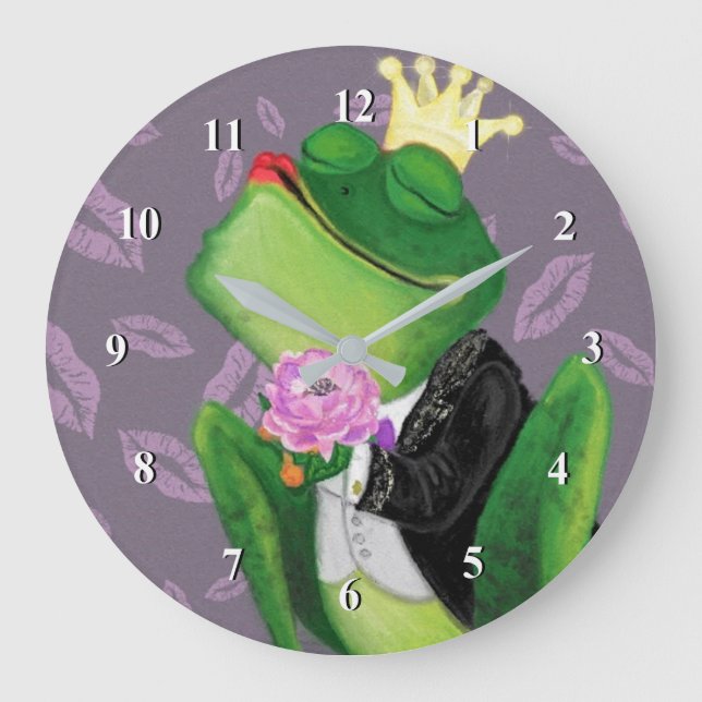 Frog Prince - Kissy Große Wanduhr (Vorderseite)