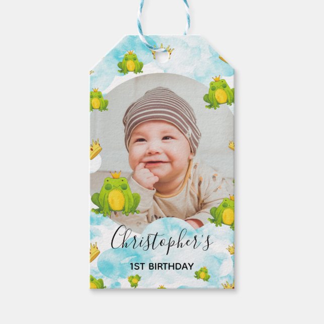 Frog Prince Watercolor Sky Geschenkanhänger (Vorderseite)