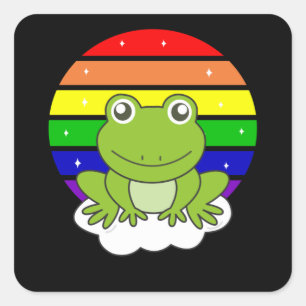 Frog Rainbow Glitzer Kawaii Frogs Quadratischer Aufkleber