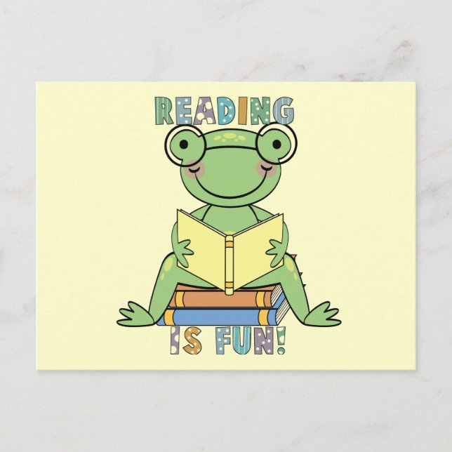 Frog Reading ist Spaß T - Shirt und Geschenke Postkarte (Vorderseite)