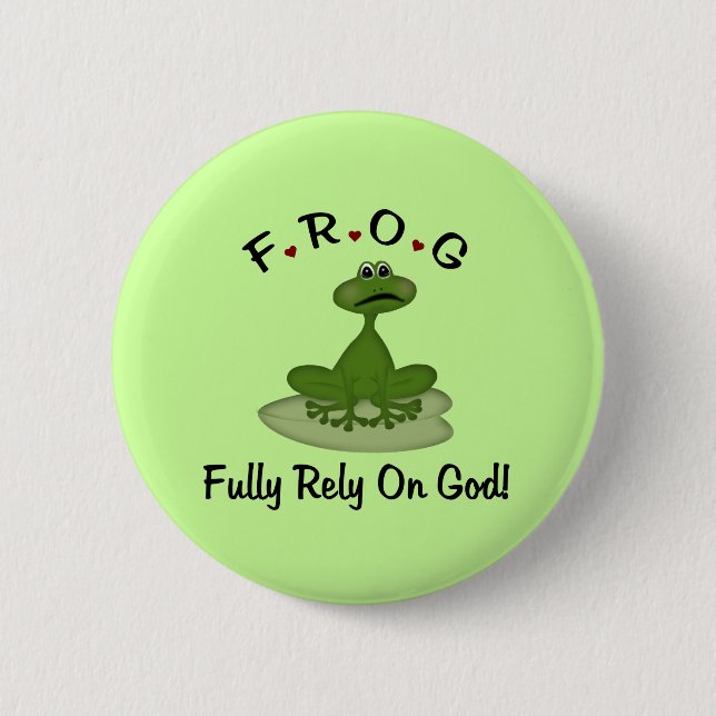 Frog Rely on God Button (Vorderseite)