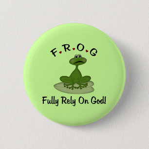 Frog Rely on God Button
