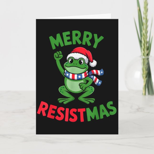 Frog Retro Frohe Resistmas Lustige Politische Weih Karte (Vorderseite)