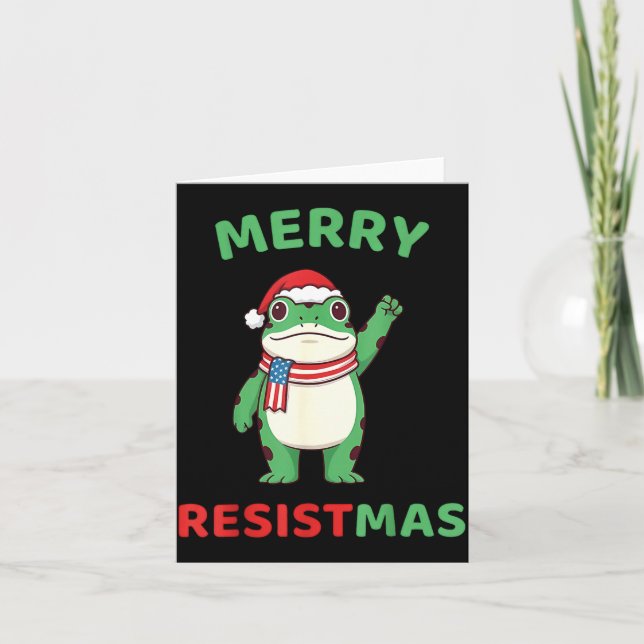 Frog Retro Merry Resistmas Funny Litical Christmas Karte (Vorderseite)