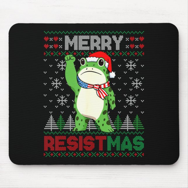 Frog Retro Merry Resistmas Funny Litical Ugly Chri Mousepad (Vorne)