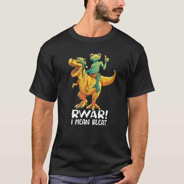 Frog Riding Rex Rawr Bleat Birthday Boy Girl Kinde T-Shirt (Vorderseite)